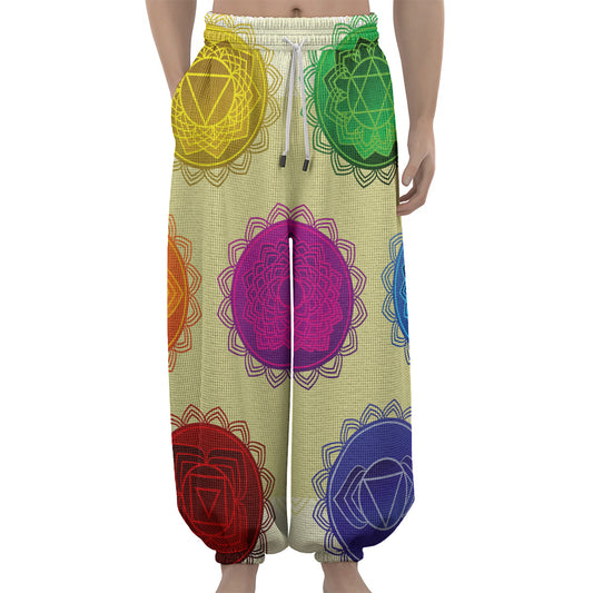 Colorful Seven Chakras Print Lantern Pants
