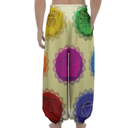 Colorful Seven Chakras Print Lantern Pants