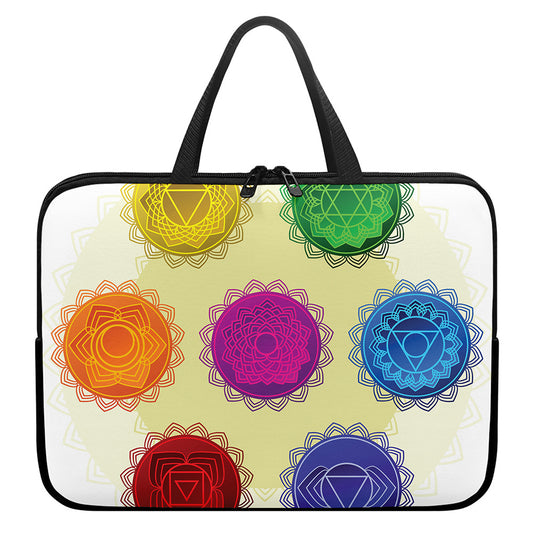 Colorful Seven Chakras Print Laptop Sleeve With Handle