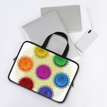 Colorful Seven Chakras Print Laptop Sleeve With Handle