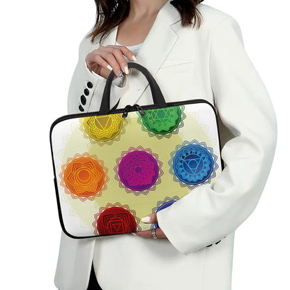 Colorful Seven Chakras Print Laptop Sleeve With Handle