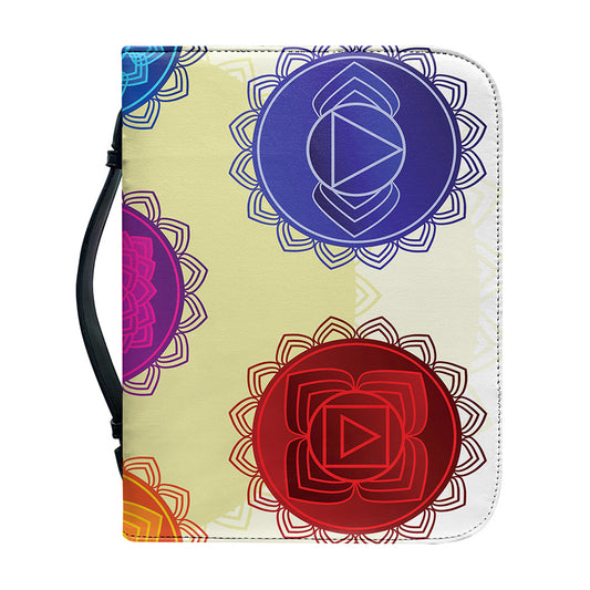 Colorful Seven Chakras Print Leather Bible Cover