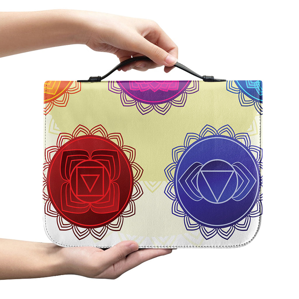 Colorful Seven Chakras Print Leather Bible Cover
