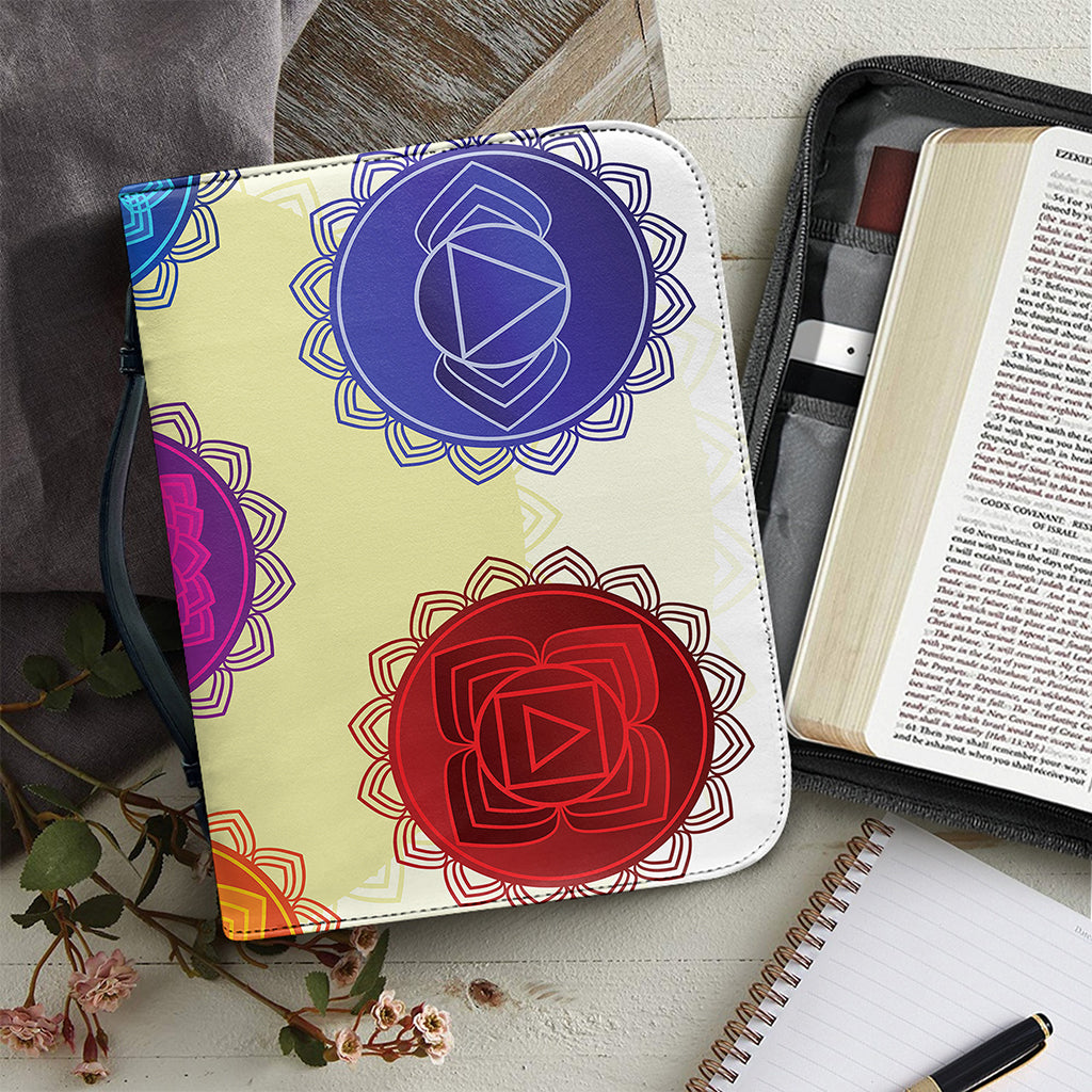 Colorful Seven Chakras Print Leather Bible Cover