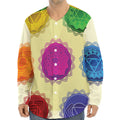 Colorful Seven Chakras Print Long Sleeve Baseball Jersey