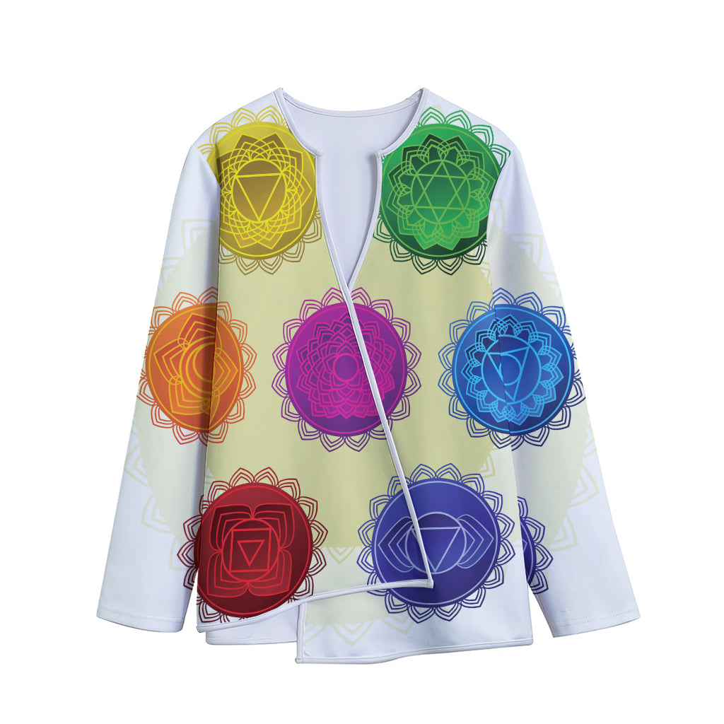 Colorful Seven Chakras Print Long Sleeve Short Coat