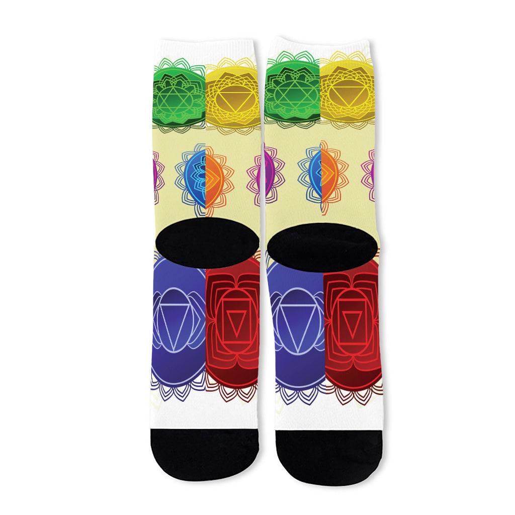 Colorful Seven Chakras Print Long Socks