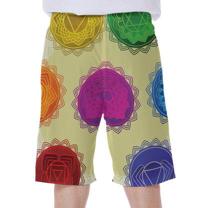 Colorful Seven Chakras Print Men's Beach Shorts