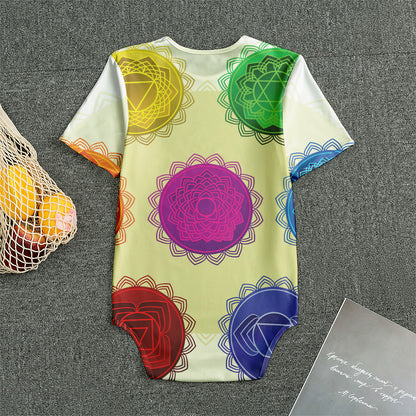 Colorful Seven Chakras Print Men's Bodysuit