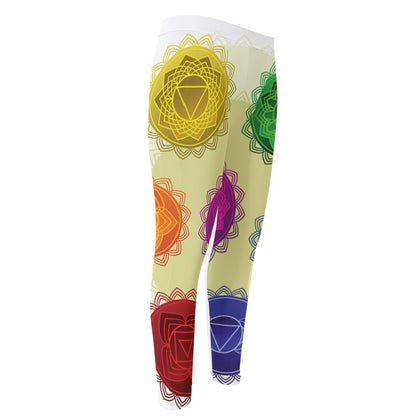 Colorful Seven Chakras Print Men's Compression Pants