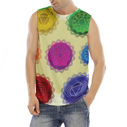 Colorful Seven Chakras Print Men's Fitness Tank Top