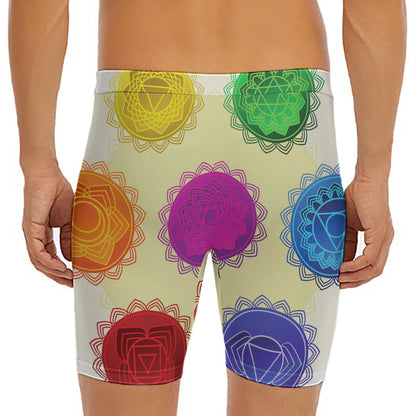 Colorful Seven Chakras Print Men's Long Boxer Briefs