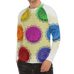 Colorful Seven Chakras Print Men's Long Sleeve Rash Guard