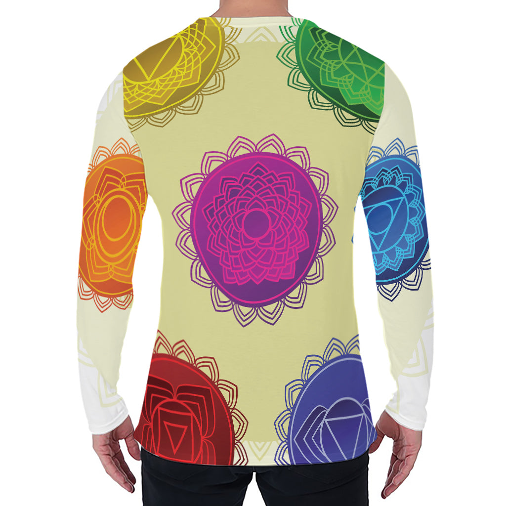 Colorful Seven Chakras Print Men's Long Sleeve T-Shirt