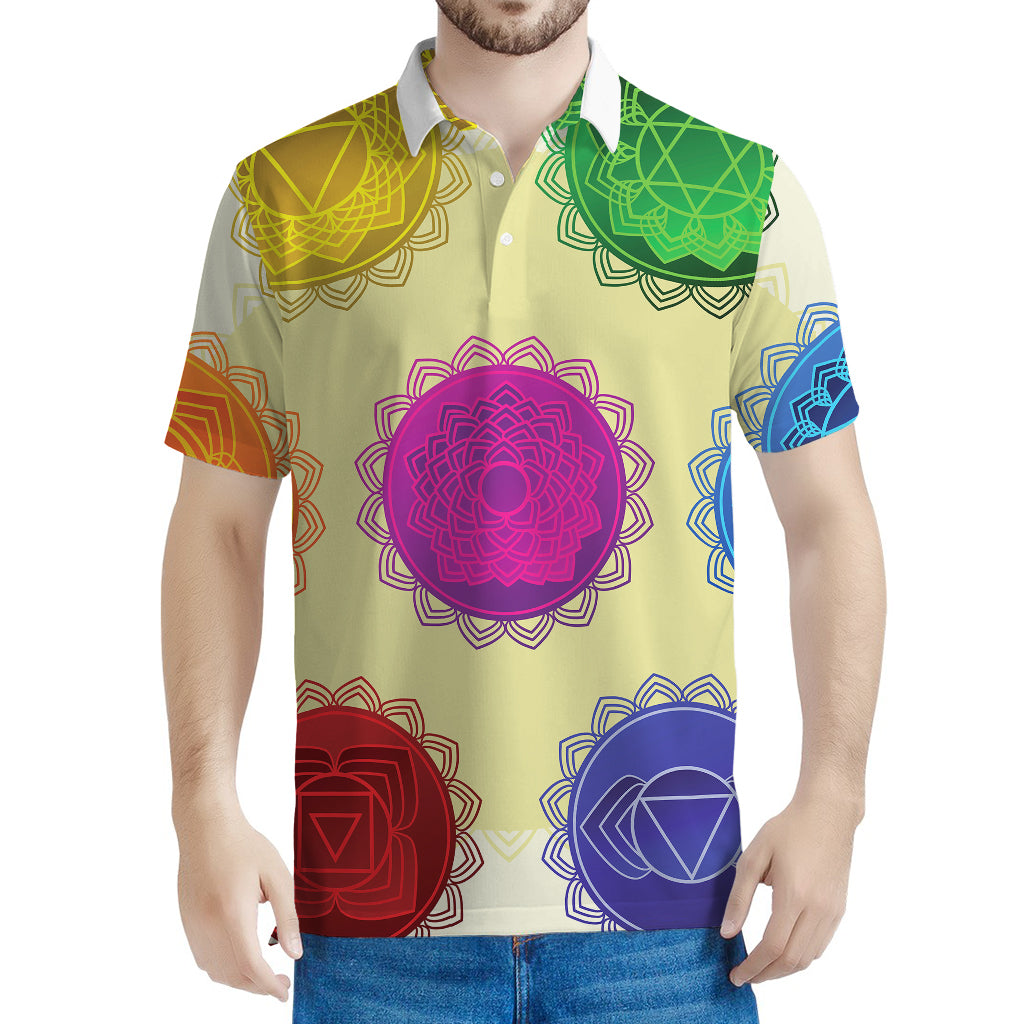 Colorful Seven Chakras Print Men's Polo Shirt