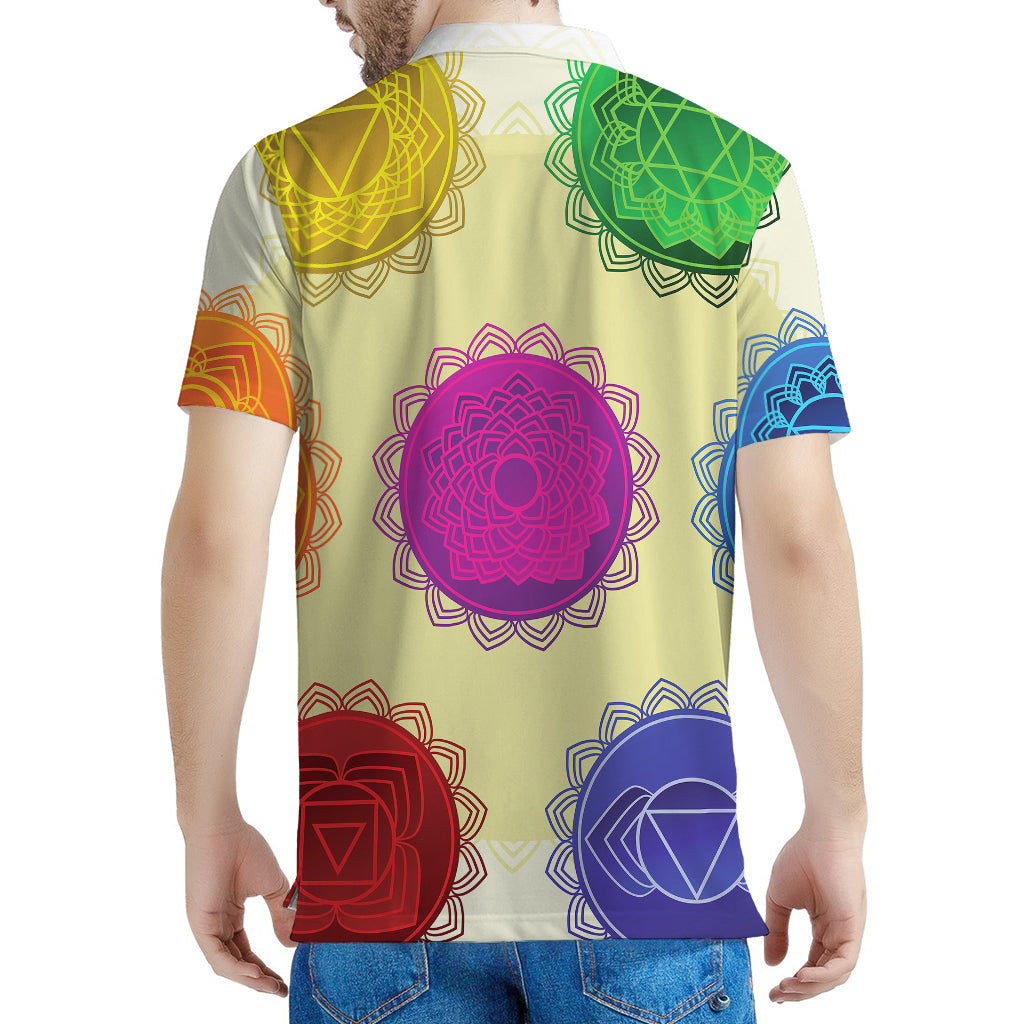 Colorful Seven Chakras Print Men's Polo Shirt