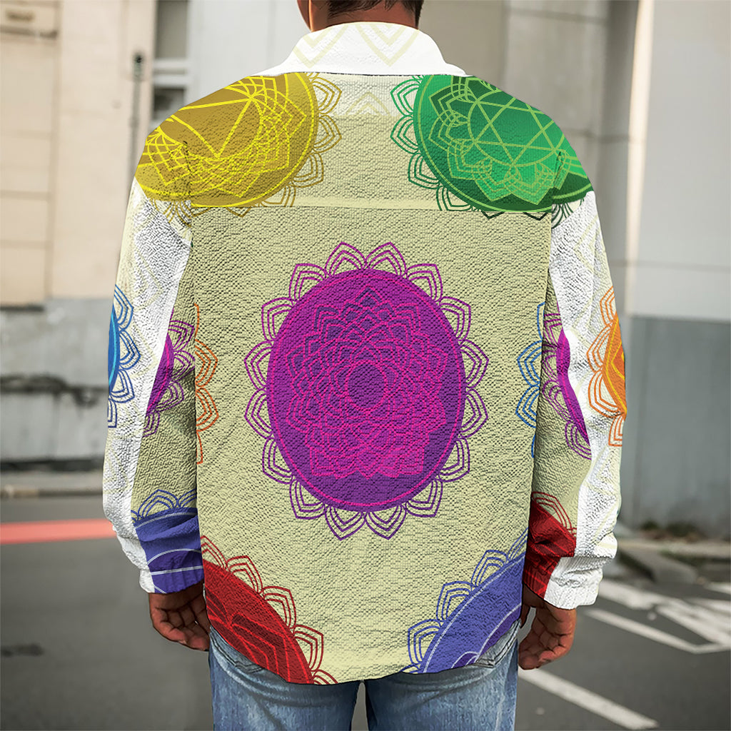 Colorful Seven Chakras Print Men's Shirt Jacket