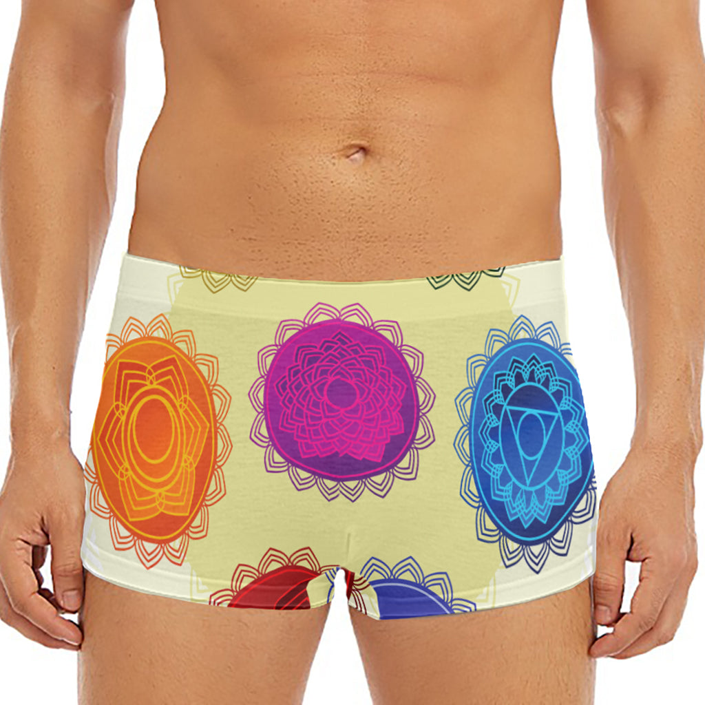 Colorful Seven Chakras Print Men's Short Boxer Briefs