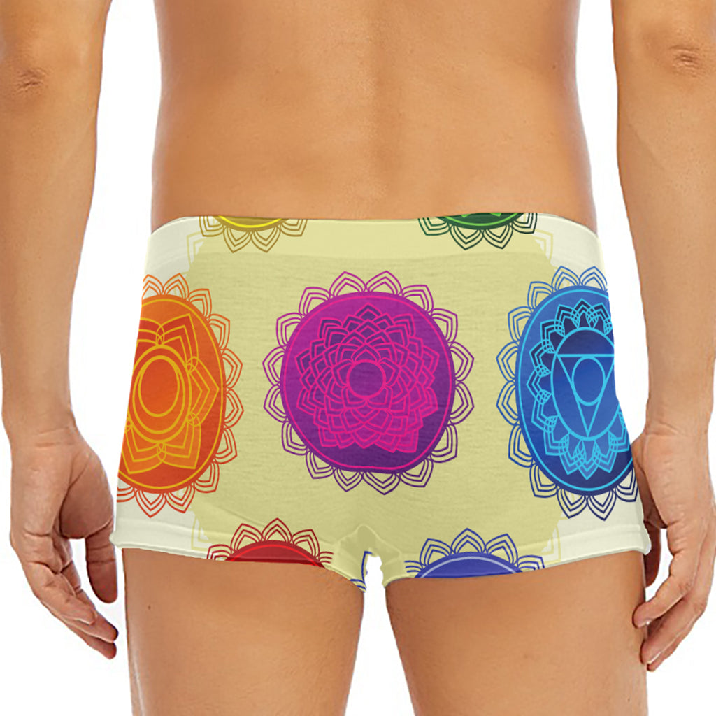 Colorful Seven Chakras Print Men's Short Boxer Briefs