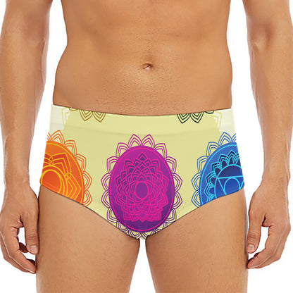 Colorful Seven Chakras Print Men's Triangle Swim Briefs