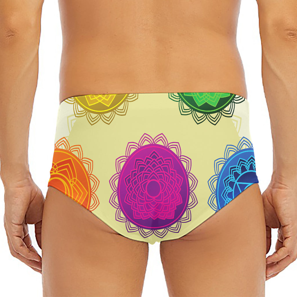 Colorful Seven Chakras Print Men's Triangle Swim Briefs