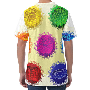 Colorful Seven Chakras Print Men's Velvet T-Shirt