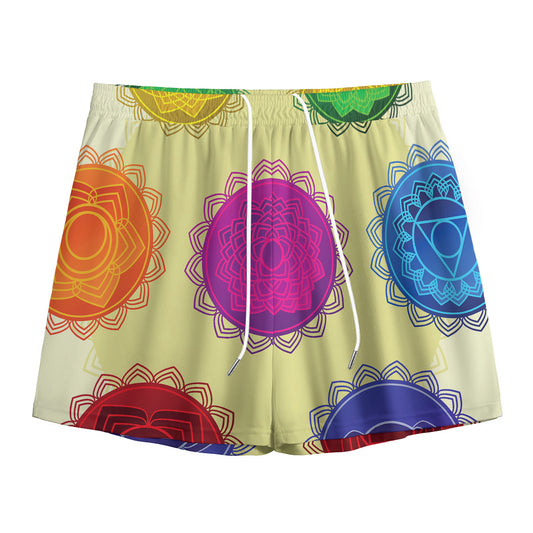 Colorful Seven Chakras Print Mesh Shorts