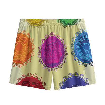 Colorful Seven Chakras Print Mesh Shorts