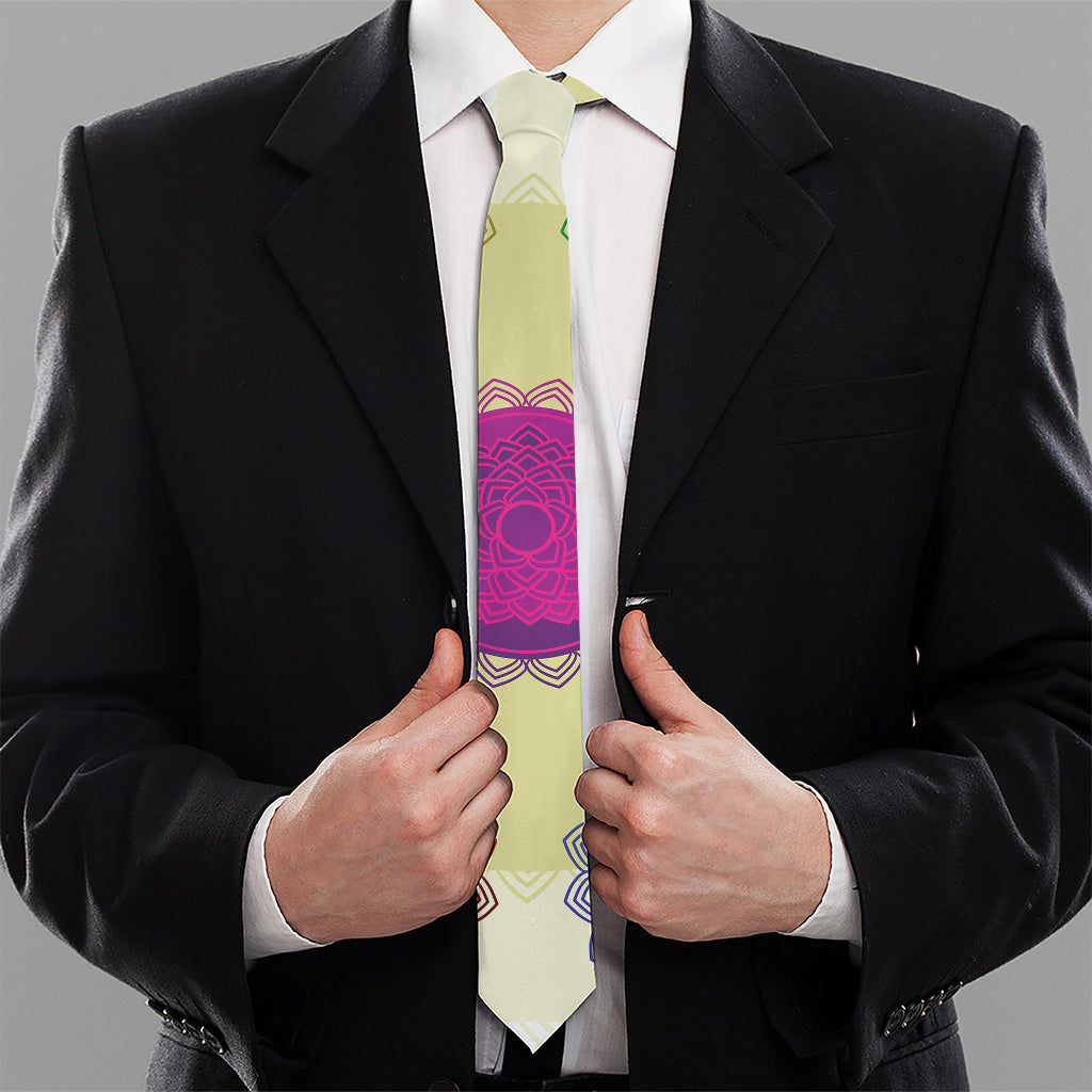 Colorful Seven Chakras Print Necktie