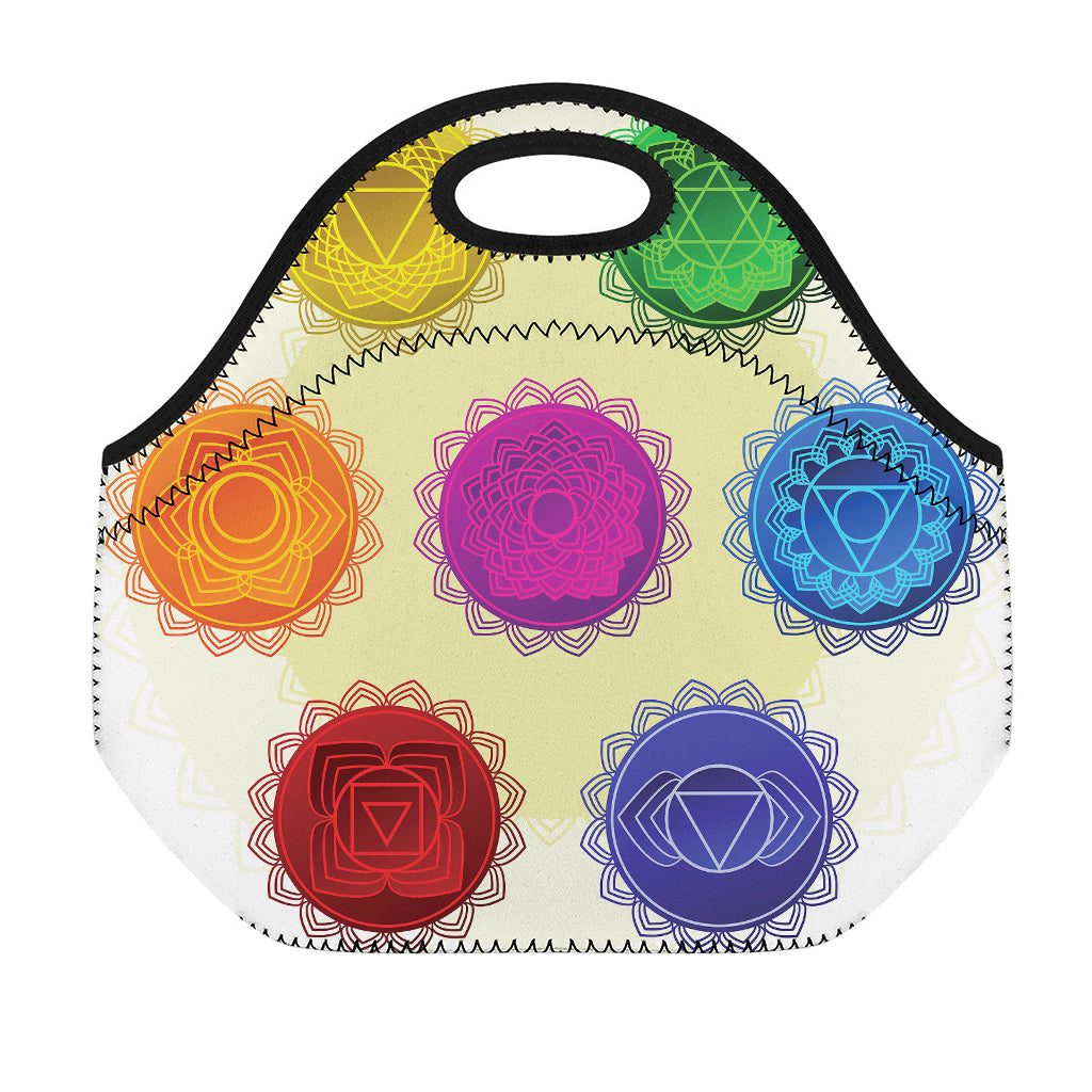 Colorful Seven Chakras Print Neoprene Lunch Bag