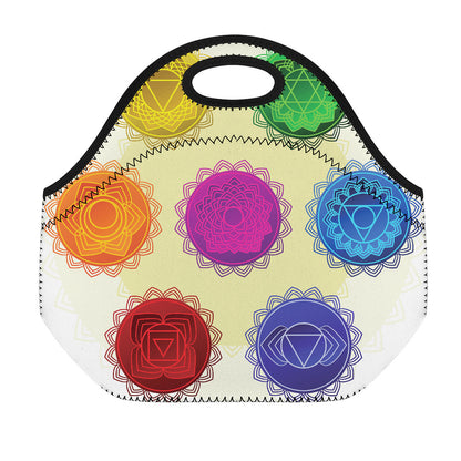 Colorful Seven Chakras Print Neoprene Lunch Bag