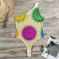Colorful Seven Chakras Print One Shoulder Bodysuit
