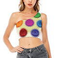 Colorful Seven Chakras Print One Shoulder Crop Top