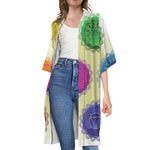 Colorful Seven Chakras Print Open Front Beach Cover Up
