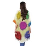 Colorful Seven Chakras Print Open Front Beach Cover Up