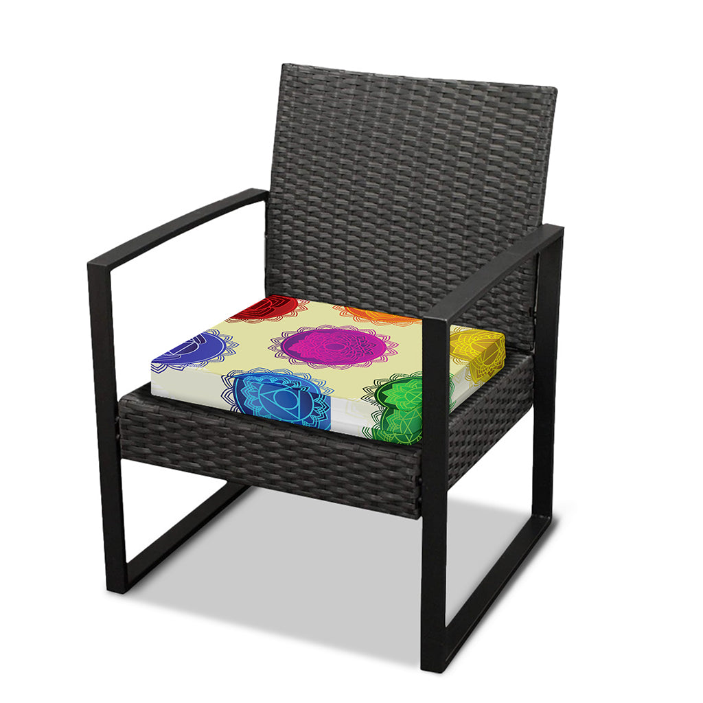 Colorful Seven Chakras Print Outdoor Seat Cushion Cover