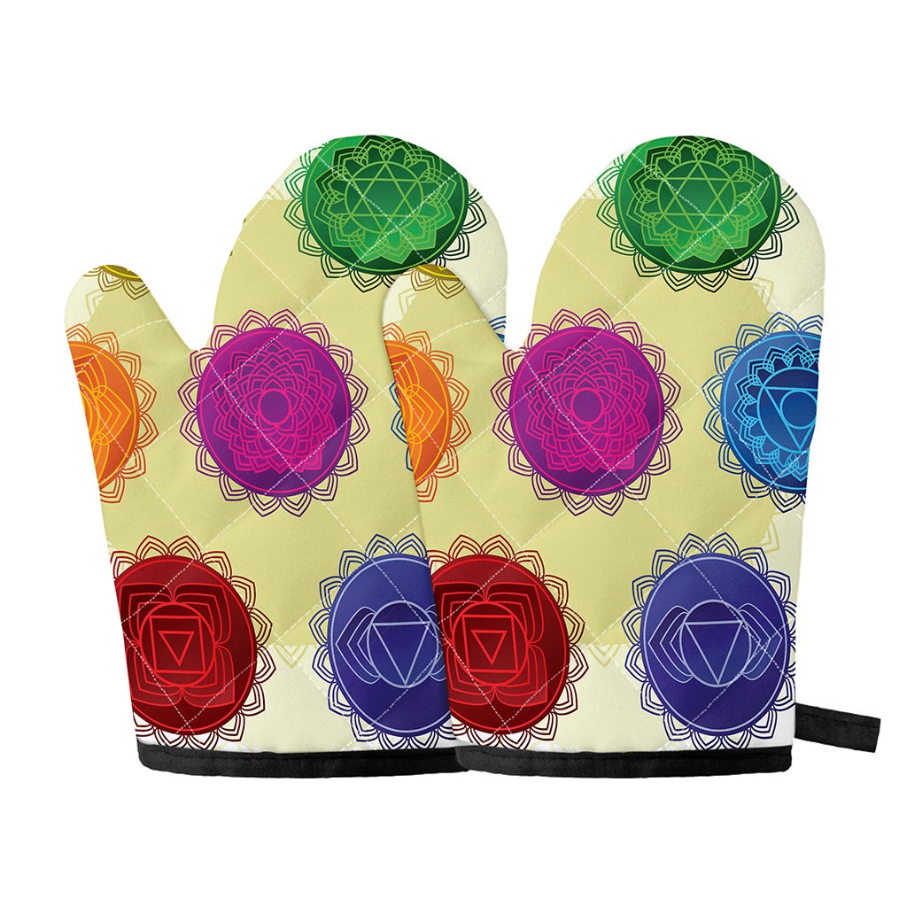 Colorful Seven Chakras Print Oven Mitts