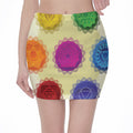Colorful Seven Chakras Print Pencil Mini Skirt