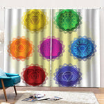 Colorful Seven Chakras Print Pencil Pleat Curtains