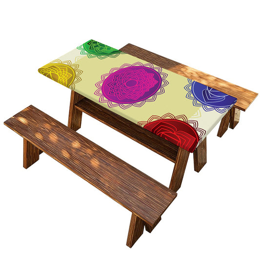 Colorful Seven Chakras Print Picnic Table Cover