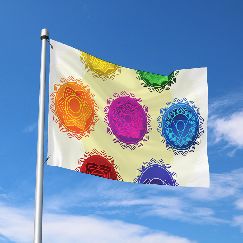 Colorful Seven Chakras Print Polyester Flag