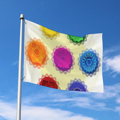 Colorful Seven Chakras Print Polyester Flag