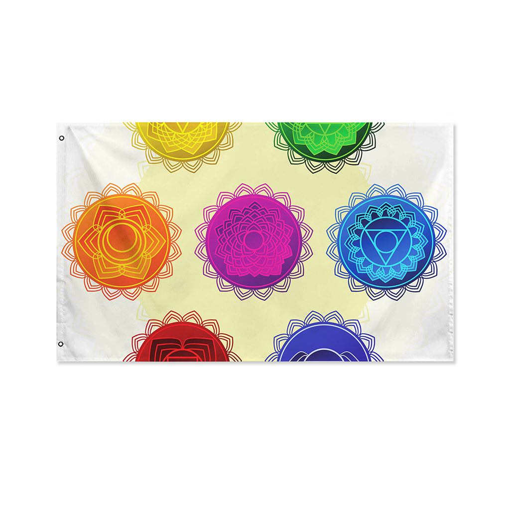 Colorful Seven Chakras Print Polyester Flag