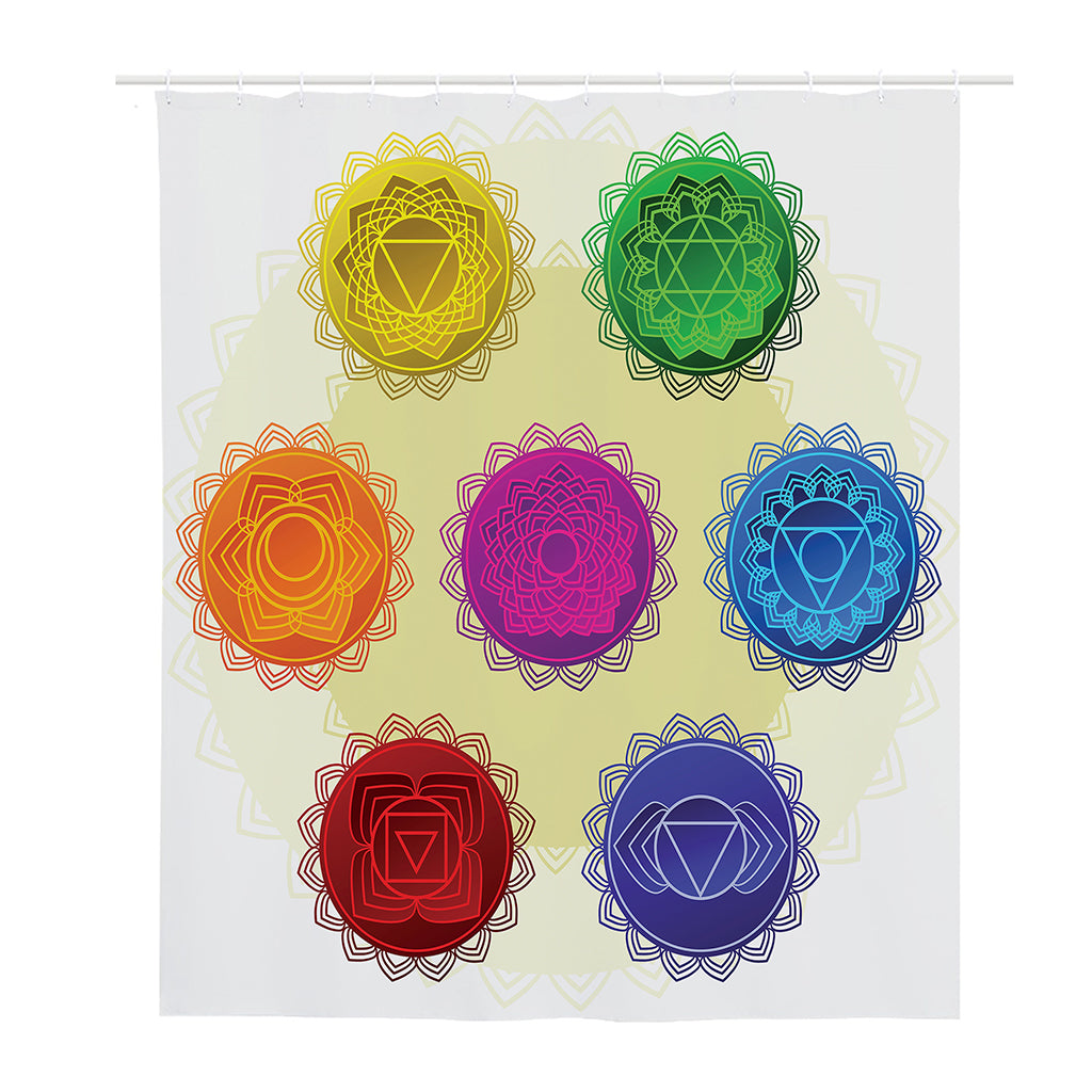 Colorful Seven Chakras Print Polyester Shower Curtain