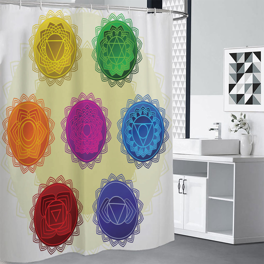 Colorful Seven Chakras Print Premium Shower Curtain