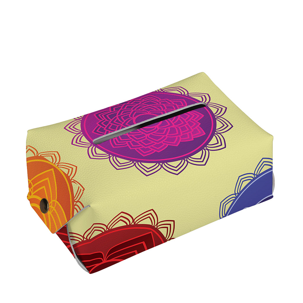 Colorful Seven Chakras Print Rectangle Tissue Box Cover