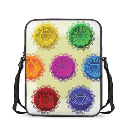 Colorful Seven Chakras Print Rectangular Crossbody Bag