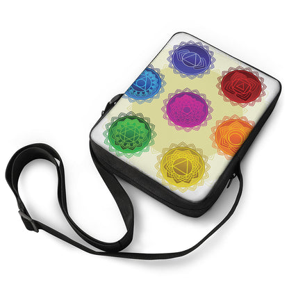 Colorful Seven Chakras Print Rectangular Crossbody Bag