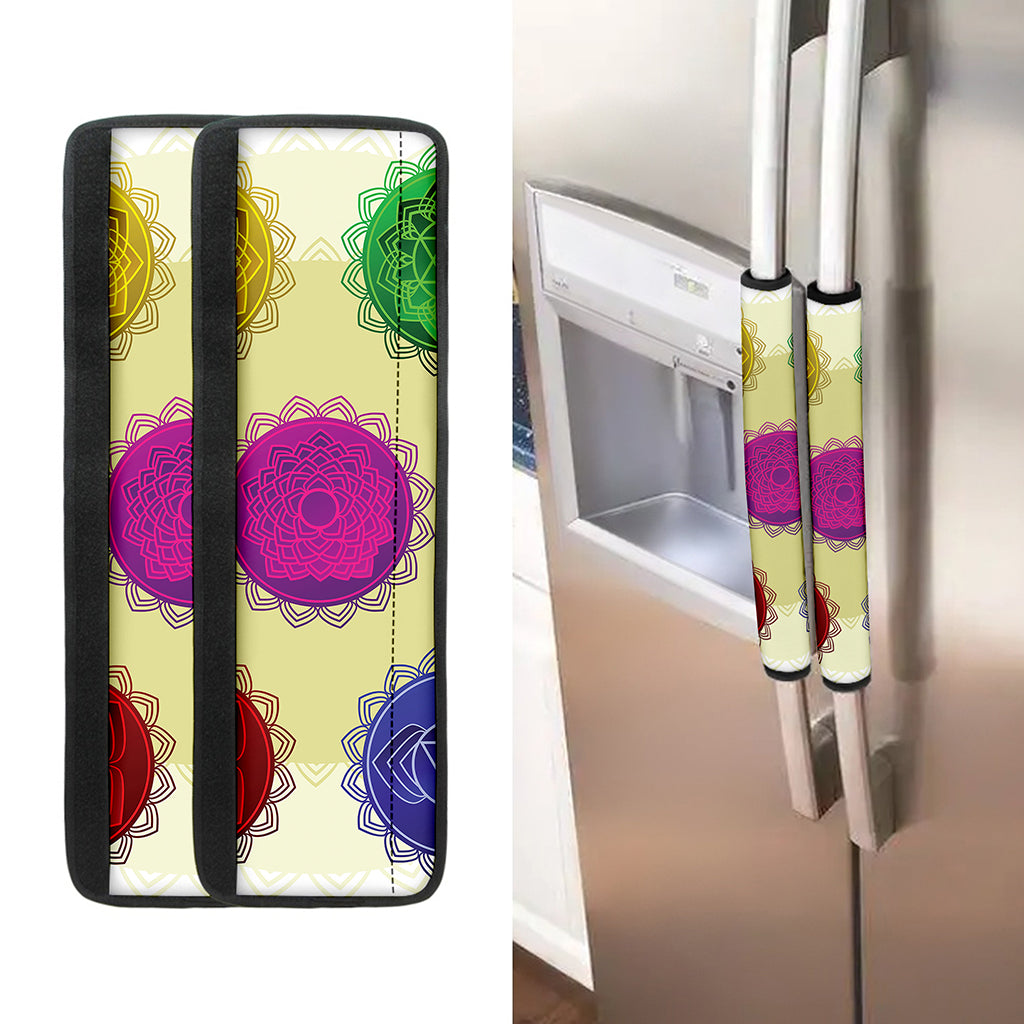 Colorful Seven Chakras Print Refrigerator Handle Covers