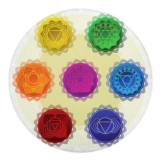 Colorful Seven Chakras Print Round Blanket